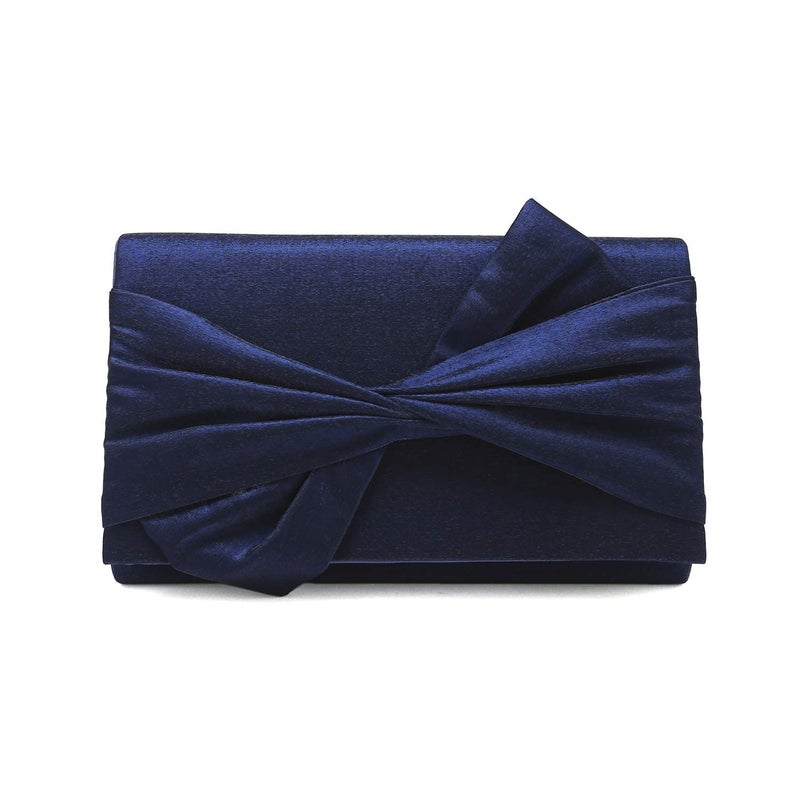 IXEBELLA Satin Evening Bag Bow Flap Clutch Purse for Women Formal Party/Prom/Wedding (Midnight Blue) - Image 2